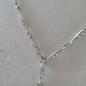 Lariat Rhinestone Necklace • White Rhinestones